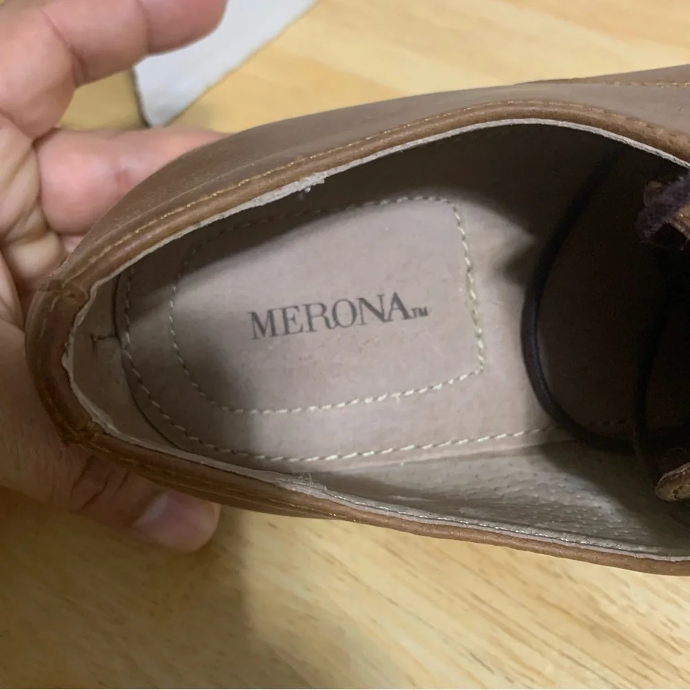 Mens Merona‎ Comfort Gel Brown Faux Leather Cap Toe Dress Oxford Shoes Size 8 M